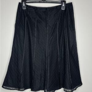 Ann Taylor Black New With Tags A Line Preppy Classy Lace Detailed Flowy Skirt 6